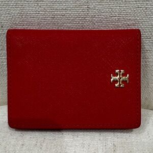 Tory Burch Scarlet Wallet with Gold Emblem